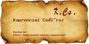 Kapronczai Csörsz névjegykártya